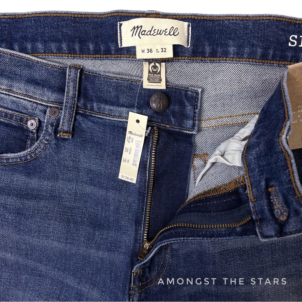 Madewell Athletic Enid Blue Wash Men's Slim Jeans - Picture 12 of 15